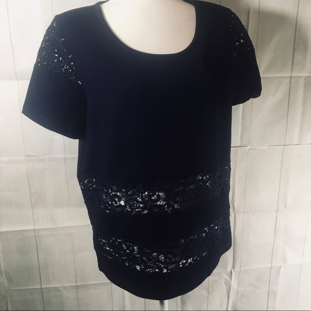 Signature studio top navy xl 100% polyester new